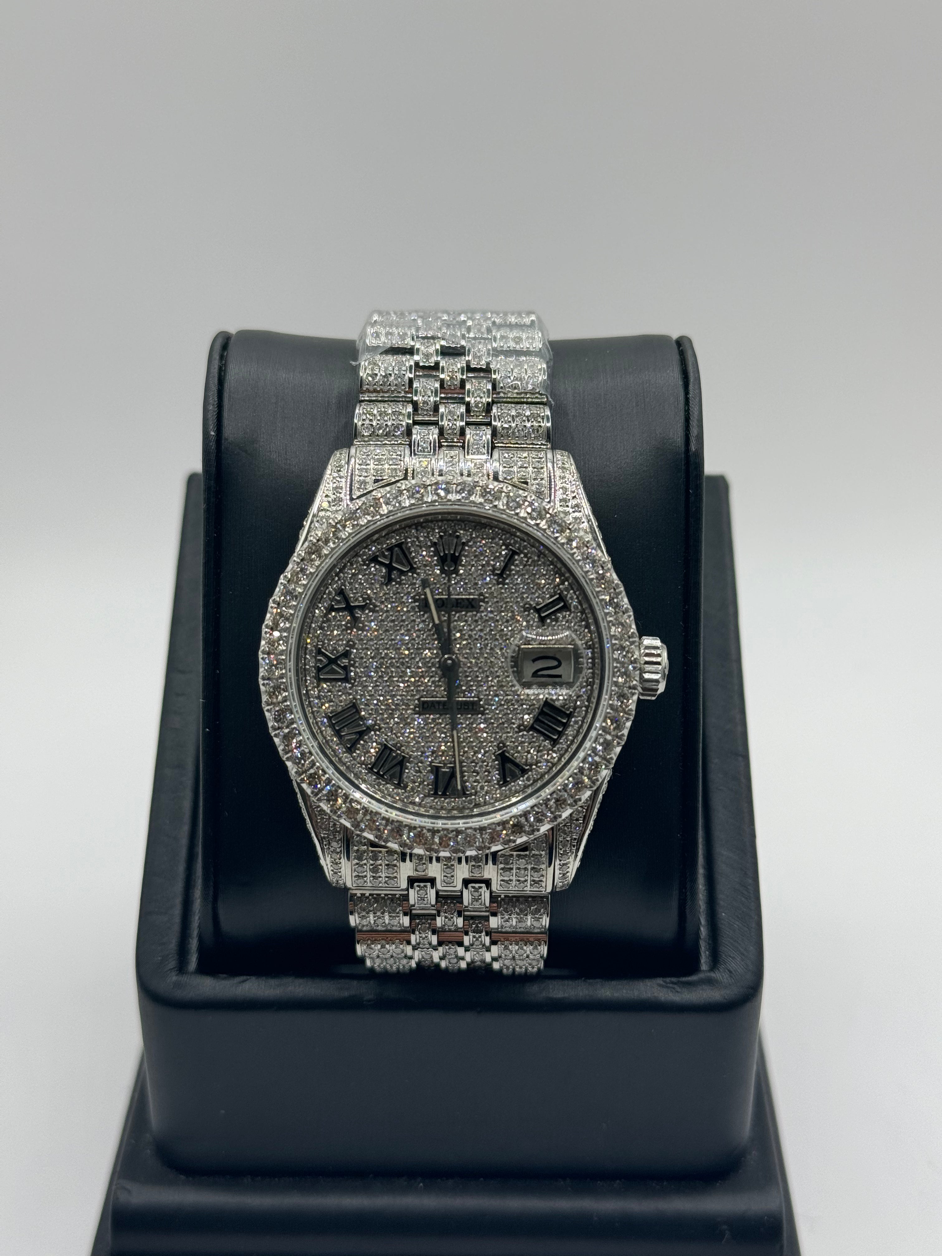 Rolex DateJust 36mm 1601 iced out APX 11.50ctw