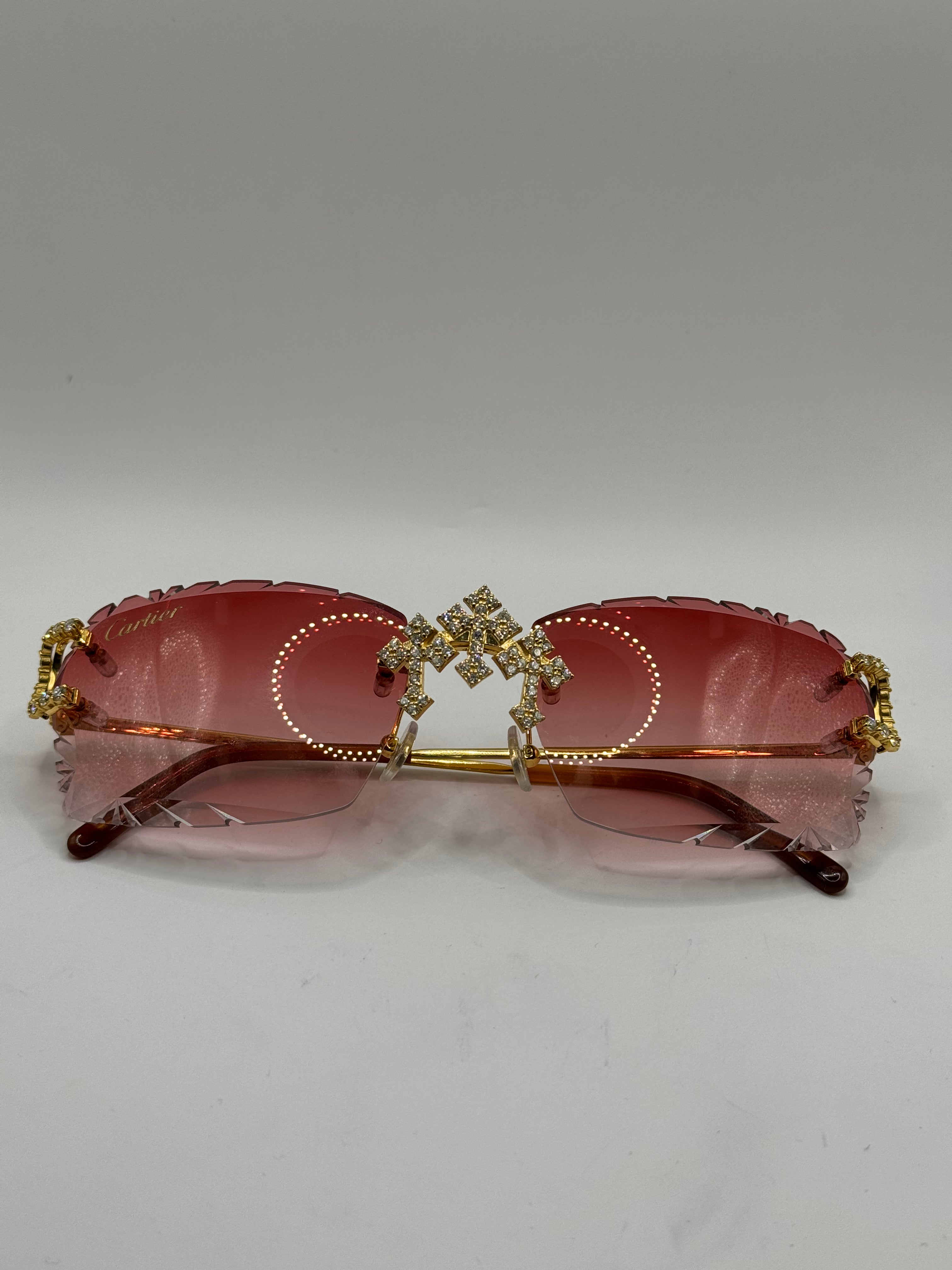 Custom Diamond Cross Cartier Sunglasses