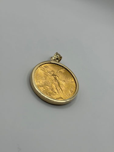 CENTENARIO 50 PASO COIN WITH 14K PLAIN BEZEL
