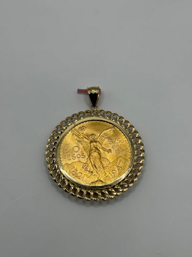 CENTENARIO 50 PASO COIN WITH 14K CUBAN BEZEL