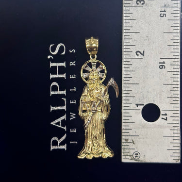 10K Gold Pendant Diamond-Cut Santa Muerte