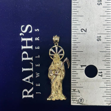 10K GOLD PENDANT DIAMOND-CUT SANTA MUERTE