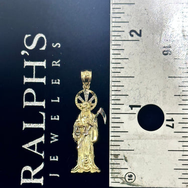 10K GOLD PENDANT DIAMOND-CUT SANTA MUERTE