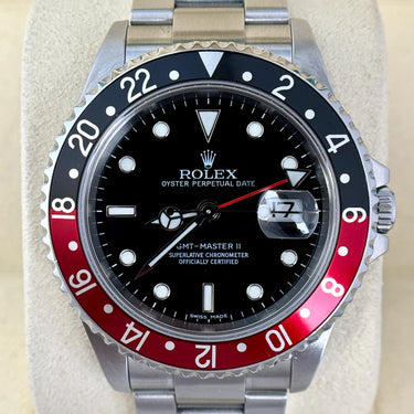 Rolex GMT-Master II 40mm Coke Red Black Bezel Steel 2005 Oyster 16710 FULL SET BOX AND PAPERS