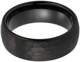 4mm 6mm 8mm Silver/Black/Rose Gold Hammered Tungsten Rings - Galaxy Opal Stone Inlay Matte Finish Comfort Fit