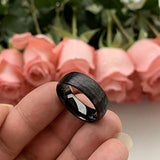 4mm 6mm 8mm Silver/Black/Rose Gold Hammered Tungsten Rings - Galaxy Opal Stone Inlay Matte Finish Comfort Fit