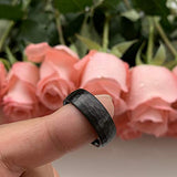4mm 6mm 8mm Silver/Black/Rose Gold Hammered Tungsten Rings - Galaxy Opal Stone Inlay Matte Finish Comfort Fit