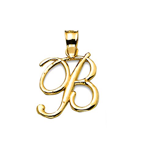 10k Gold Small Script Initial Charm Pendant (Available from A- Z)