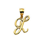 10k Gold Small Script Initial Charm Pendant (Available from A- Z)
