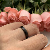 4mm 6mm 8mm Silver/Black/Rose Gold Hammered Tungsten Rings - Galaxy Opal Stone Inlay Matte Finish Comfort Fit