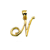10k Gold Small Script Initial Charm Pendant (Available from A- Z)