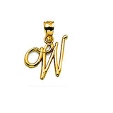 10k Gold Small Script Initial Charm Pendant (Available from A- Z)