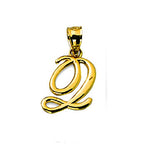 10k Gold Small Script Initial Charm Pendant (Available from A- Z)