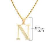 10K Yellow Gold Diamond Cut A to Z Alphabet Initial Letter Charm Pendant (Medium Size)