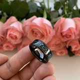 4mm 6mm 8mm Silver/Black/Rose Gold Hammered Tungsten Rings - Galaxy Opal Stone Inlay Matte Finish Comfort Fit