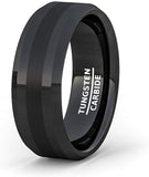 8mm Black Polished with Matte Brushed Inlay Beveled Edge Comfort Fit