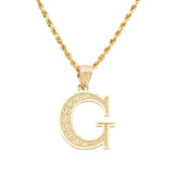 10K Yellow Gold Diamond Cut A to Z Alphabet Initial Letter Charm Pendant (Medium Size)
