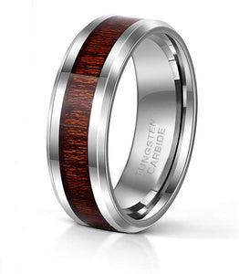 8mm Tungsten Ring Wood Inlay