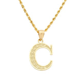 10K Yellow Gold Diamond Cut A to Z Alphabet Initial Letter Charm Pendant (Medium Size)
