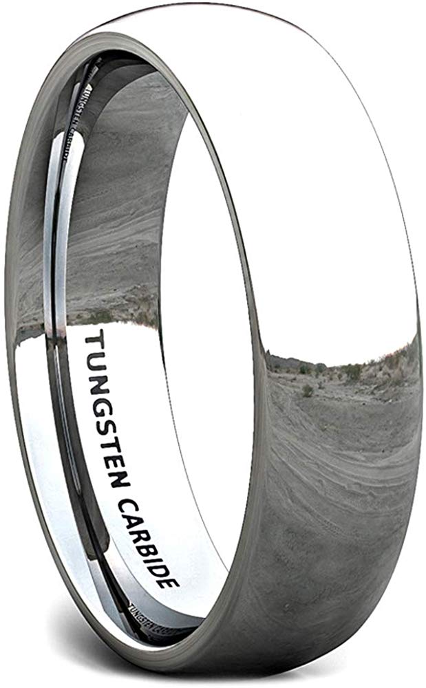 6mm Classic Polished Tungsten Ring Dome Comfort Fit