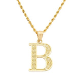 10K Yellow Gold Diamond Cut A to Z Alphabet Initial Letter Charm Pendant (Medium Size)