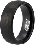 4mm 6mm 8mm Silver/Black/Rose Gold Hammered Tungsten Rings - Galaxy Opal Stone Inlay Matte Finish Comfort Fit