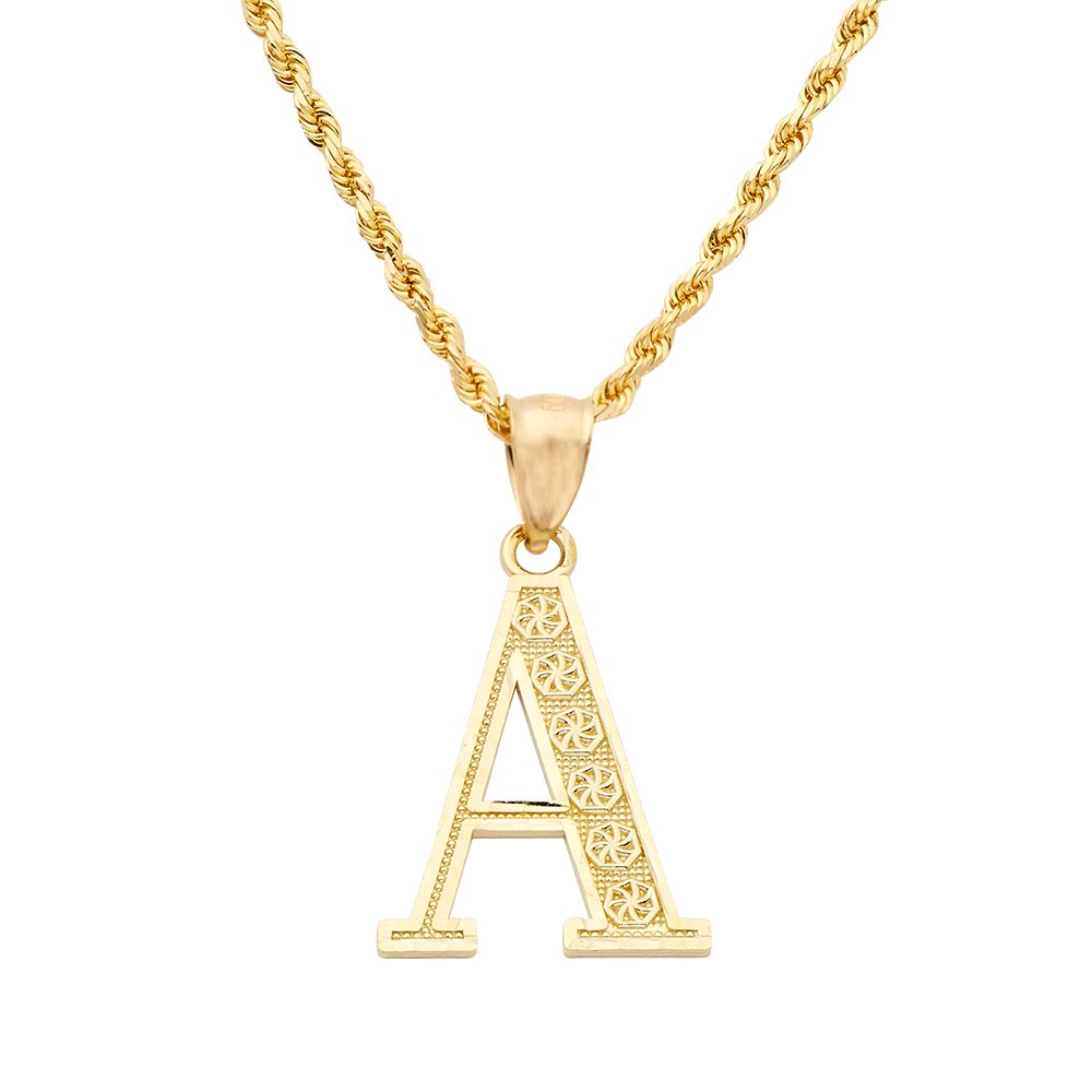 10k Initial Yellow Gold Crown A-Z Alphabet Charm Diamond Cut