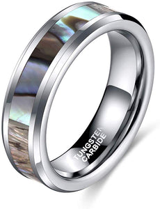 8mmTungsten Ring Abalone Shell Inlay
