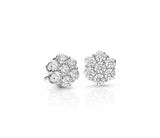 1.05 ct. t.w. Diamond Floral/Flower Cluster Stud Earrings in 10kt White Gold