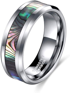 6mm Tungsten Ring Abalone Shell Inlay