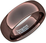 8mm Brown Tungsten Rings Dome Style Comfort Fit