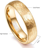 6mm Gold Tone Hammered Tungsten Carbide Ring Domed