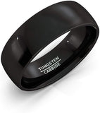8mm Black Tungsten Ring Polished Dome Simple Classic Tungsten Carbide Comfort Fit