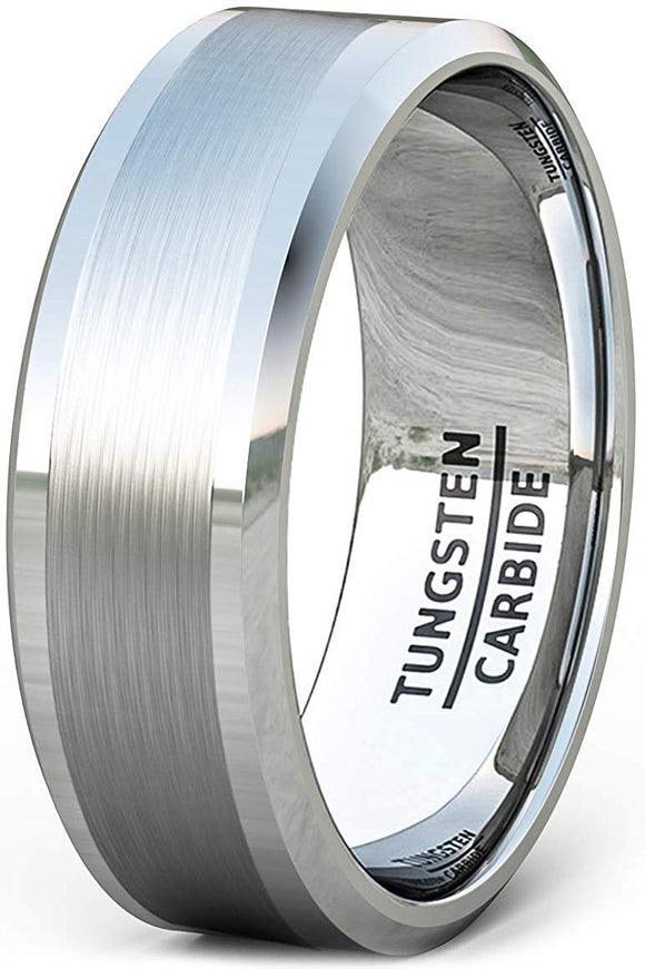8mm Classic Brushed Inlay Beveled Edge Comfort Fit