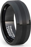 8mm Black Polished with Matte Brushed Inlay Beveled Edge Comfort Fit