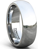 8mm Classic Polished Tungsten Ring Dome Comfort Fit