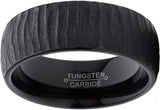 Black Tungsten Carbide Dome  Chiseled Tree Bark Textured Design