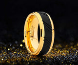 Duo Tungsten Carbide Black and Gold Tone Ring Comfort Fit 8mm