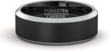 8mm Black Tungsten Rings Brushed Matte Finish Two Tone Beveled Edge Comfort Fit