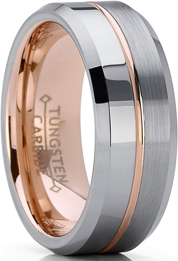 Rose Tone Tungsten Carbide Comfort Fit 8mm