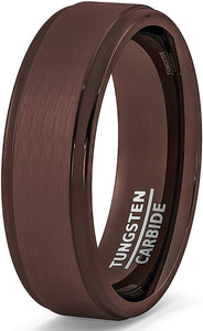 Rare Brown Tungsten Ring Step Edge Comfort Fit