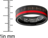 Black Tungsten Wedding Band Ring Dark Zebra Wood with Red Line 7 mm Comfort Fit