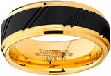 Duo Tungsten Carbide Black and Gold Tone Ring Comfort Fit 8mm