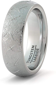 8mm Tungsten Ring with Imitation Meteorite Texture Dome Comfort Fit