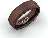 Rare Brown Tungsten Ring Step Edge Comfort Fit