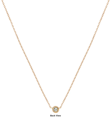 14K Yellow Gold (0.12) 1/8CTW Single Bezel Set VS Diamond Necklace (16-20 in) Adjustable