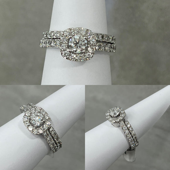 10k Engagement Ring set Halo 1.50ctw